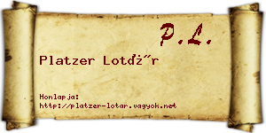 Platzer Lotár névjegykártya